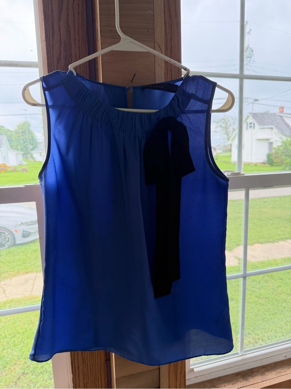 The Limited Sleeveless Royal Blue Bow-Accent Blouse